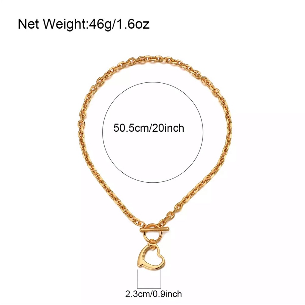 NEW 18K GOLD HEART CHOKER COLLAR NECKLACE - Picture 8 of 8